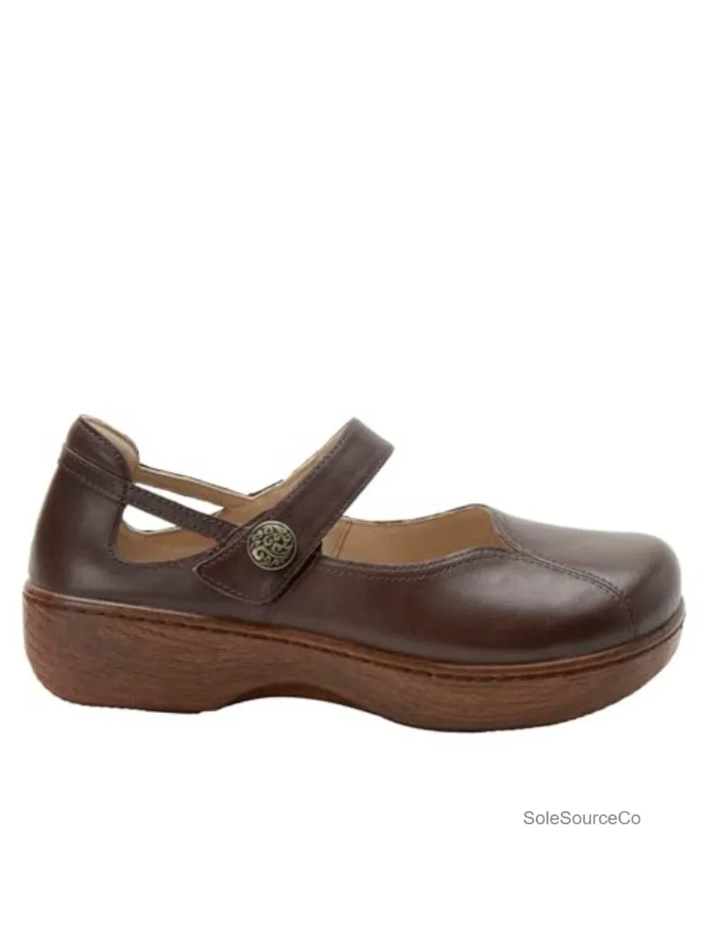 Leather Mary Jane Flats with Arch Support Slip Resistant Adjustable Strap